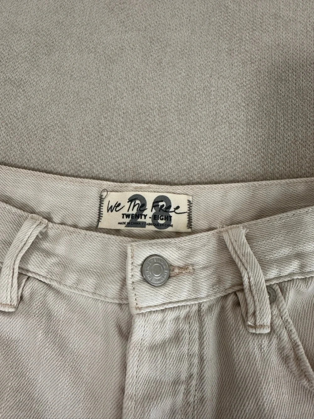 Free People Cream Distressed Denim Cutoff Shorts